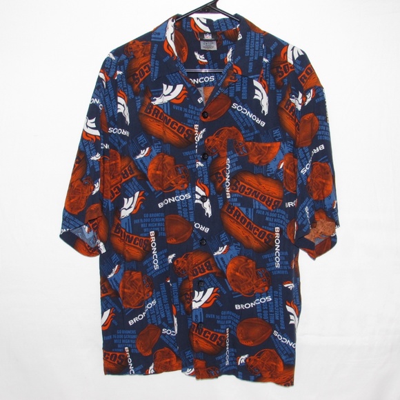 Denver Broncos Hawaiian Shirt Button Up Men's Large - Picture 1 of 4
